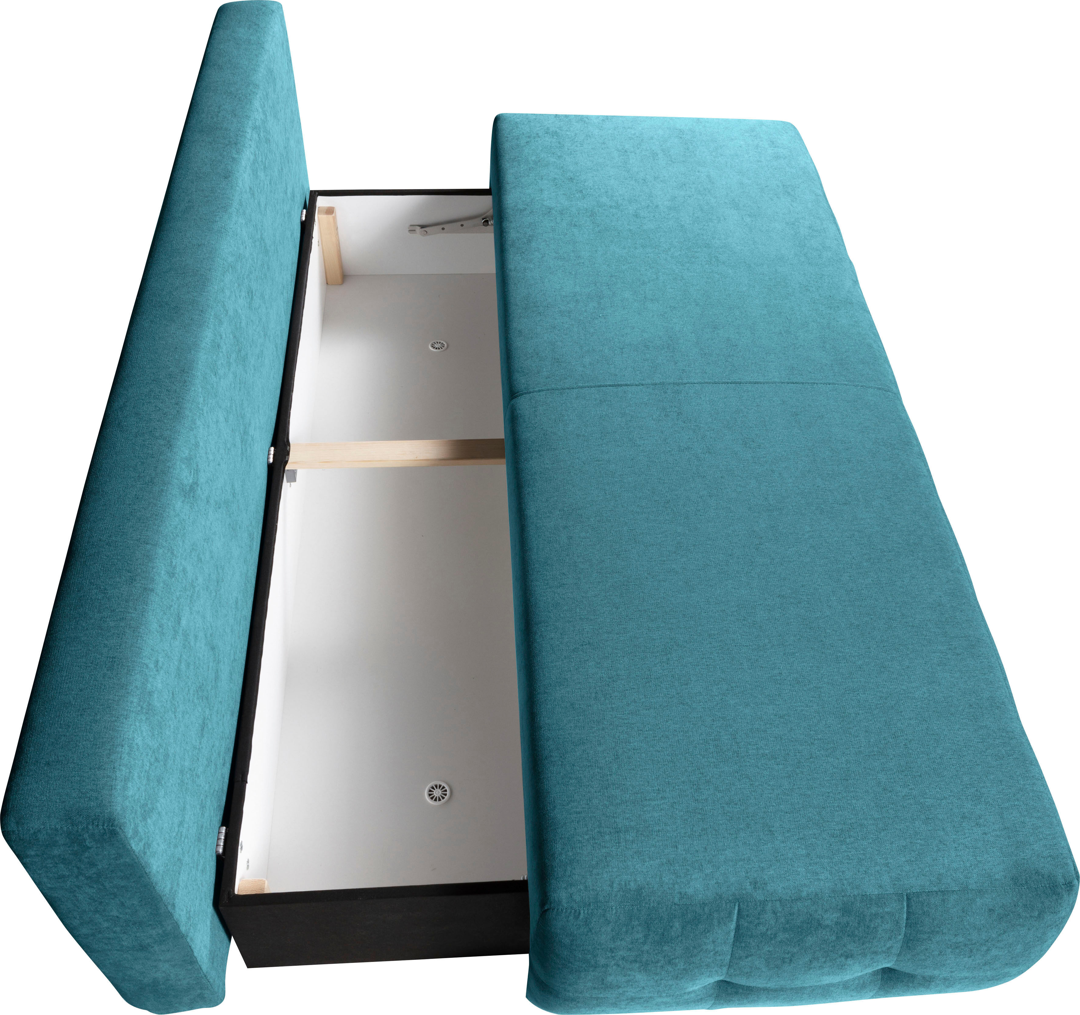 Schlafsofa WERK2 "Indigo Big-Sofa, Schlafsofa, Bettkasten, Luxus Microfaser, Federkern", türkis, B:205cm H:90cm T:95cm, 100% Polyester, Sofas, Schlafsofa, Luxus-Microfaser weich, Schlaffunktion, Bettkasten