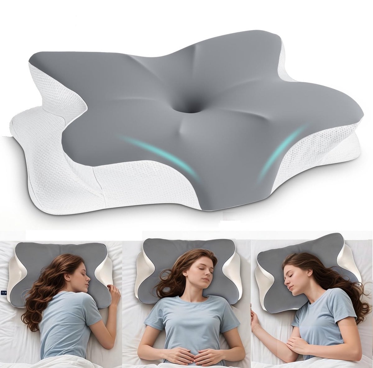 SnelShoppen Orthopedisch Traagschuim Kussen voor Nek- en Schouderpijn - Ergonomisch Kussen voor Zij-, Maag- en Rugslapen