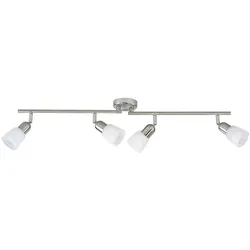 BRILLIANT Lampe Sofia Spotrohr 4flg eisen/chrom/weiß   4x D45 , E14 , 40W , geeignet für Tropfenlampen (nicht enthalten)   Arme drehbar / Köpfe schwenkbar