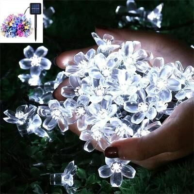 Uplift Picks Solar Cherry Blossom String Lights Outdoor Waterproof Fairy Garden Party Lights white 2 Pcs