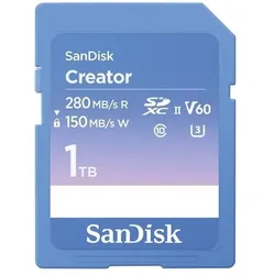Sandisk Creator UHS-II V60 (1000 GB, SDXC, U3, UHS-II), Speicherkarte, Blau