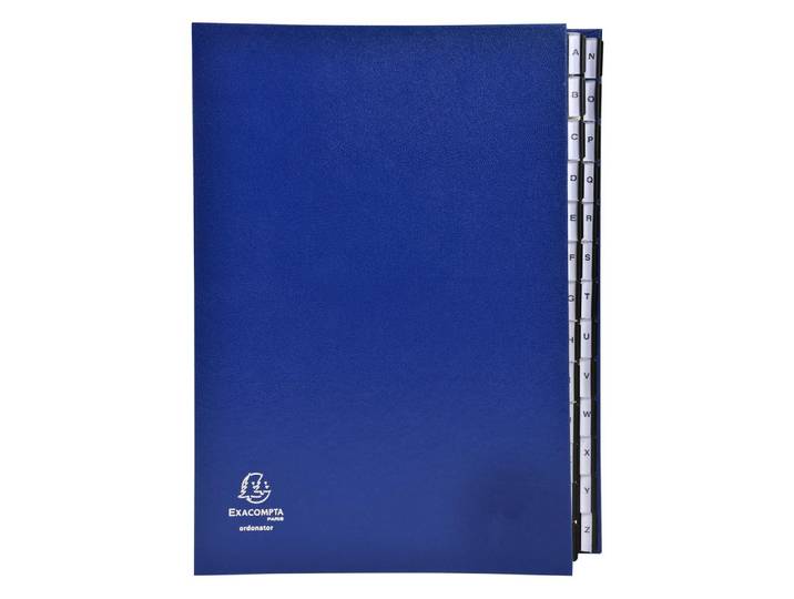 EXACOMPTA Trieur rigide Ordonator avec cavaliers plastiques alphabétique 26 compartiments de A à Z - Bleu