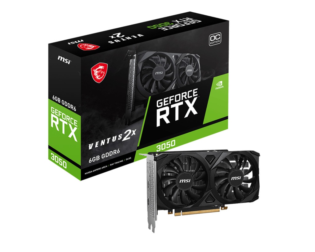MSI GeForce RTX 3050 VENTUS 2X E 6G OC 6 GB GDDR6 Grafikkarte DP/HDMI V812-055R