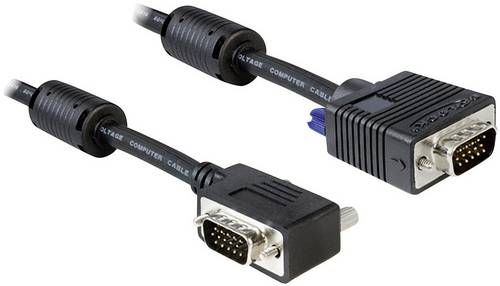 Delock VGA Anschlusskabel VGA 15pol. Stecker, VGA 15pol. Stecker 2.00 m Schwarz 83173 schraubbar VGA-Kabel
