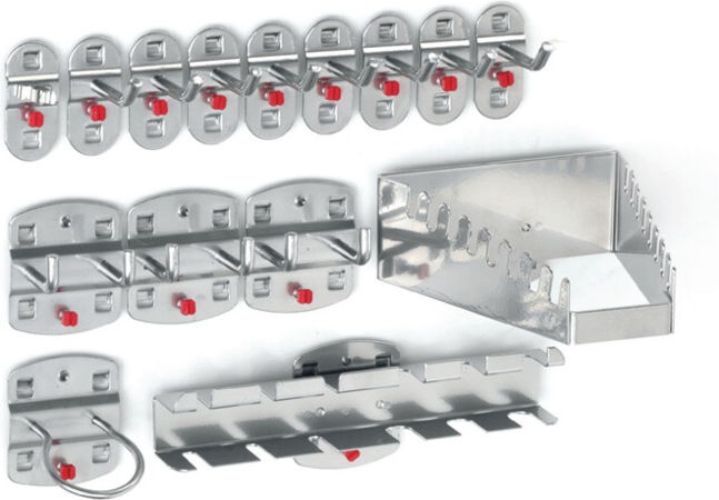 Assortiment de porte-outils 15-pcs. revêtu plastique p. panneaux perforés 12 cro ; Kappes (4027.03.0001)