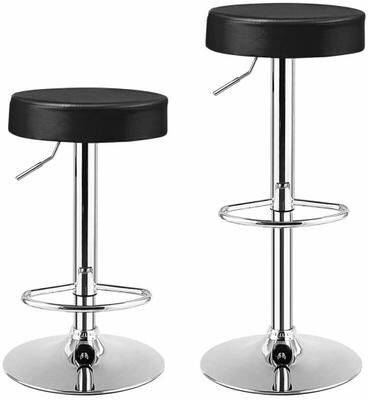 Costway Set of 2 Adjustable Swivel Round Bar Stool Pub Chairs-Black