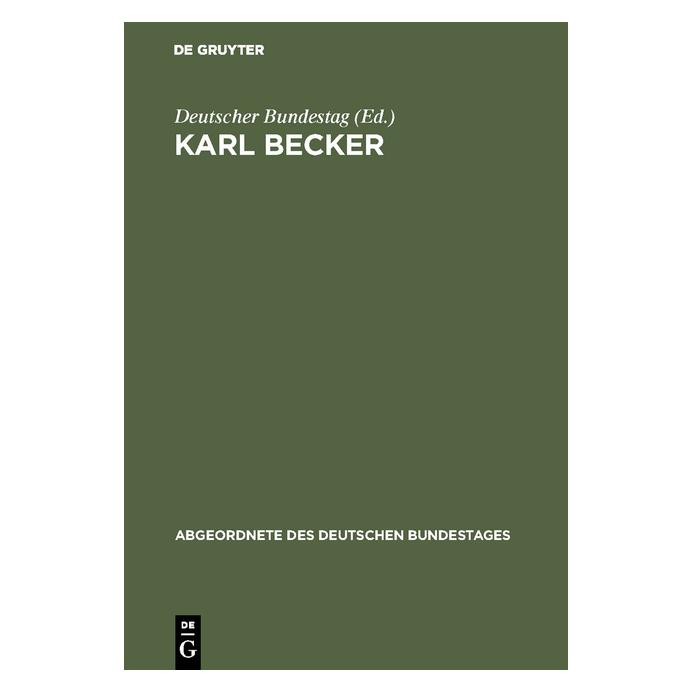 De Gruyter Karl Becker (Deutsch, Hardcover) (67826080)
