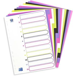Oxford myColour 400005446 Register Kunststoff, A4, blanko, 12-teilig, vollfarbig