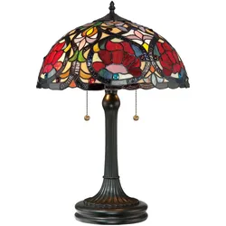 Tischleuchte Beistelllampe Wohnzimmerlampe Tiffany-Glas Metall Bronze H 58,4 cm