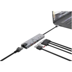 Renkforce USB-C Dockingstation RF-USBH-550 Passend für Marke Dockingstations: (USB-C, 4 Ports), Dockingstation + USB Hub, Grau