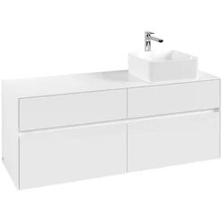 Villeroy & Boch Waschbeckenunterschrank Collaro C04700, Eckig White Matt, 1400x548x500mm, mit SoftClosing, 4 Auszüge, Hahnlochbohrung werkseitig vorgebohrt