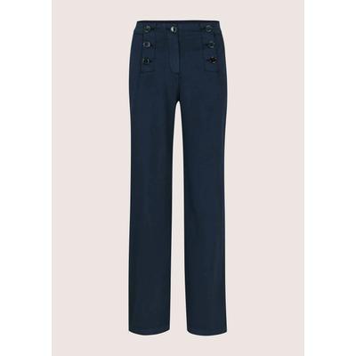 Stoffhose MADELEINE "Hose Weite Hose im Marine-Stil", Damen, Gr. 21, blau (marine), Modern, weit, Hosen Stoffhose