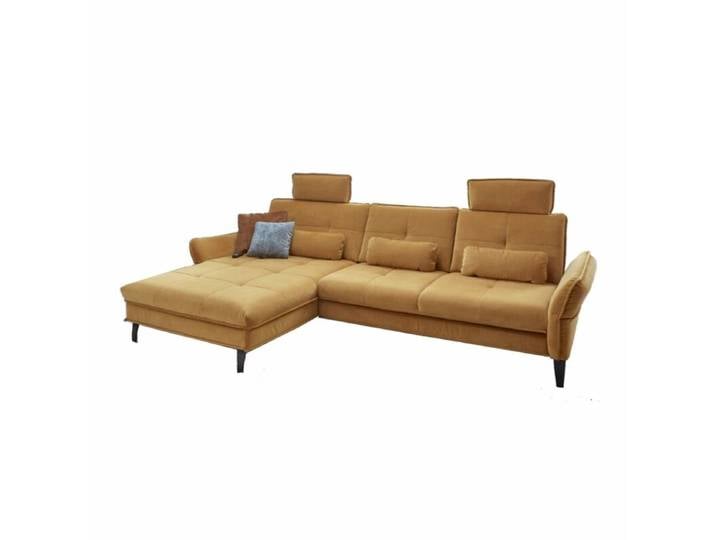 Couchliebe Key West Ecksofa - Samt Salsa curry - Komfort-Funktion - links manuelle Armteilverstellung, automatische Relaxfunktion, manuelle Sitztiefenverstellung, Schlaffunktion Modern