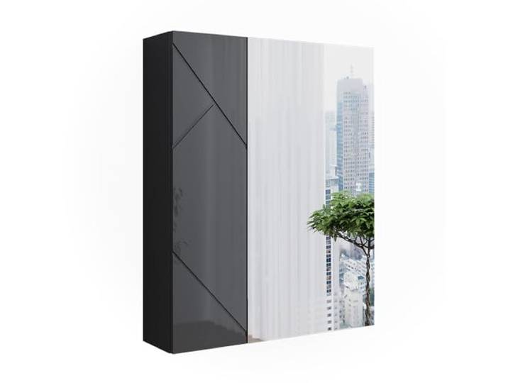 Vicco Badspiegelschrank Irma, Anthrazit Hochglanz/Anthrazit, 60 x 75 cm 2 Türen · 3 Ablagefächer · Große Spiegelfläche · Für Kosmetik & Pflegeprodukte · Über dem Waschbecken