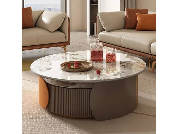 Tables basses tendance de luxe nordique rondes modernes Mesas meubles de salon Tables basses esthétiques uniques marbre Glam européen