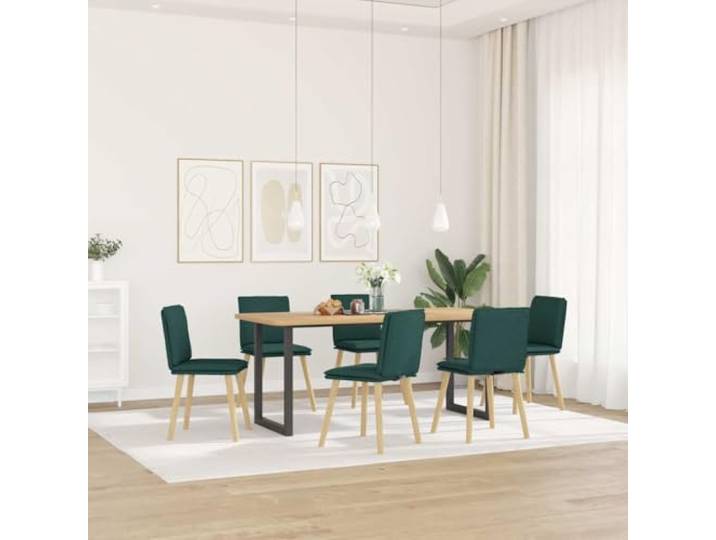KGHFDVB 6er Set Esszimmerstühle Dunkelgrün Stoff mit Metall-Holz-Gestell Atmungsaktiver Stoff, dicke Schaumstoffpolsterung, robustes Metall-Holz-Gestell, vielseitig nutzbar