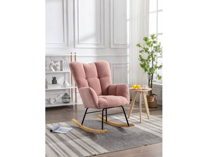 OKWISH Schaukelstuhl Einzelsessel Relaxstuhl (weicher Teddyplüsch-Schaukelstuhl,Gemütliche Armlehne,Hohe Rückenlehne), Bequemer Schaukelstuhl, Einzelsessel