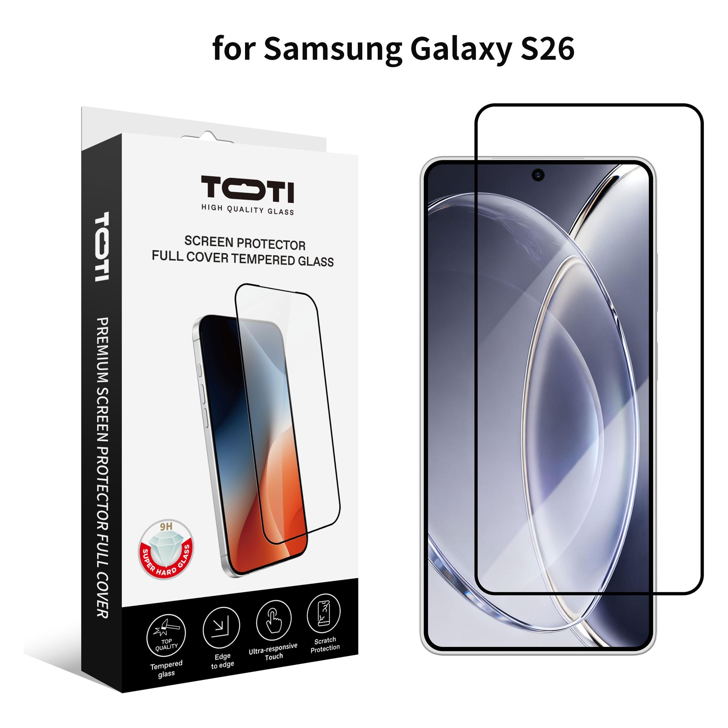 Toti PREMIUM-Displayschutz aus gehärtetem Glas, 2,5D, Vollabdeckung für das Samsung Galaxy S26 (Samsung Galaxy S26) (TOTI PREMIUM)