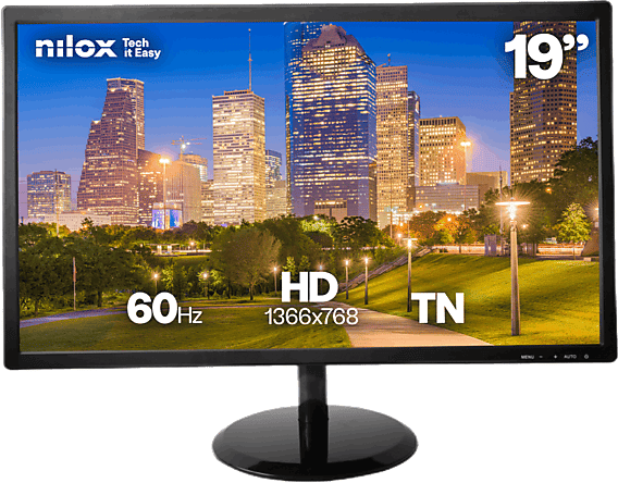 Monitor - Nilox NXM19FHD22, 18.5 " HD, 60 Hz, 5 ms, TN, HDMI y VGA, Negro