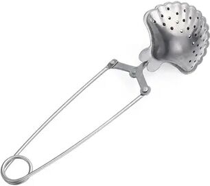 Inspire Daily Merch Durable Mesh Strainer Stainless Steel Tea Diffuser With Hanging Hook Handle Portable Loose Leaf Tea Steeper scallop