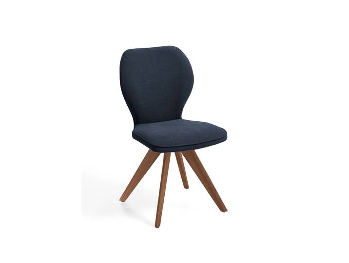 Design-Stuhl, Wild-Nussbaum, Blau, 49,5×60 cm, Modern, Niehoff-Sitzmöbel