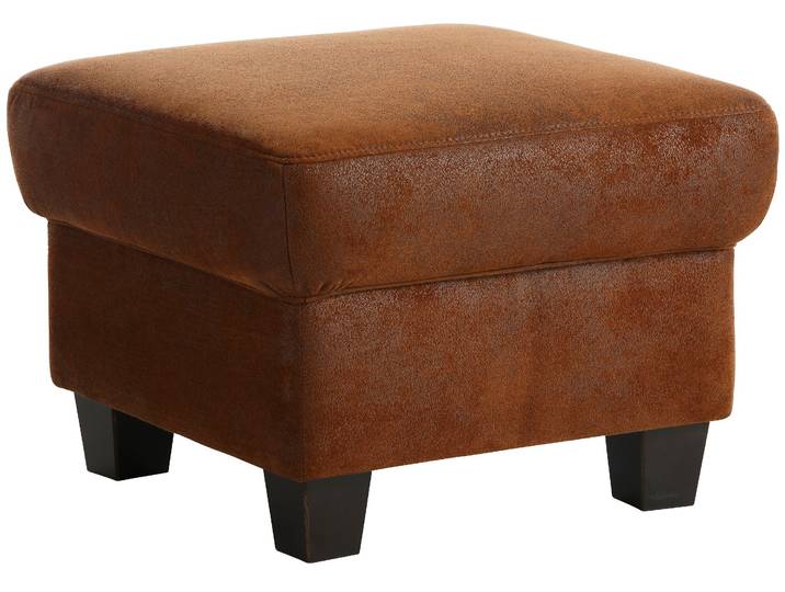 Polsterhocker, Microfaser Antikleder-Optik, Braun (Mocca), 58×42×58 cm, Vintage, Home-affaire