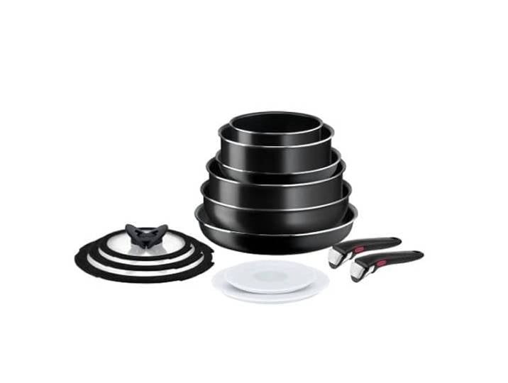 TEFAL Ingenio L1549042 Easy Cook & Clean Bratpfannen & Töpfe mit Antihaftbeschichtung, 13-teiliges Kochgeschirr-Set, Schwarz