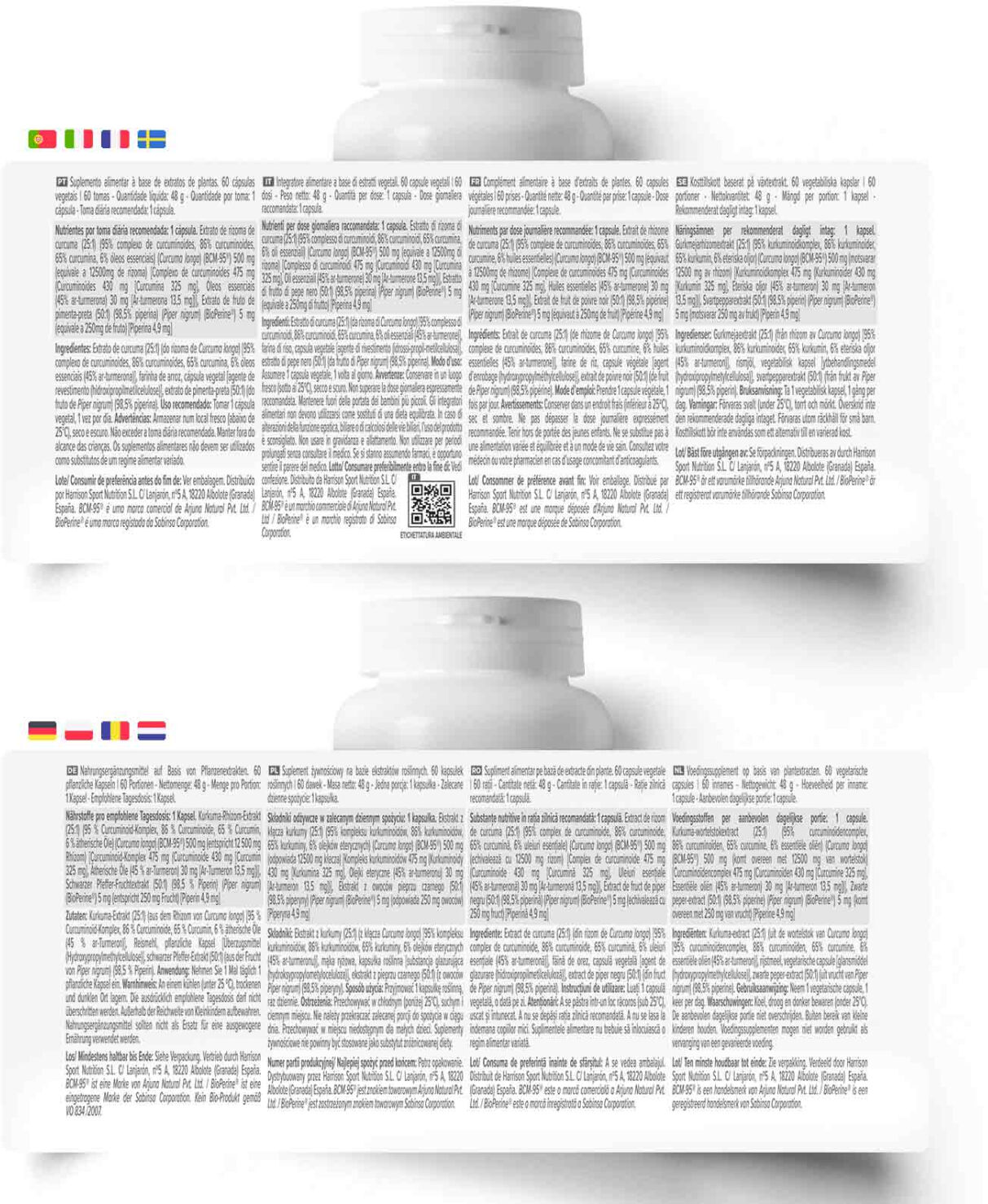 HSN Extrato de curcuma (25:1) 500mg (BCM-95®) + BioPerine® - 60 veg caps - Saúde articular - Cápsulas Vegetales - 60 Serviços