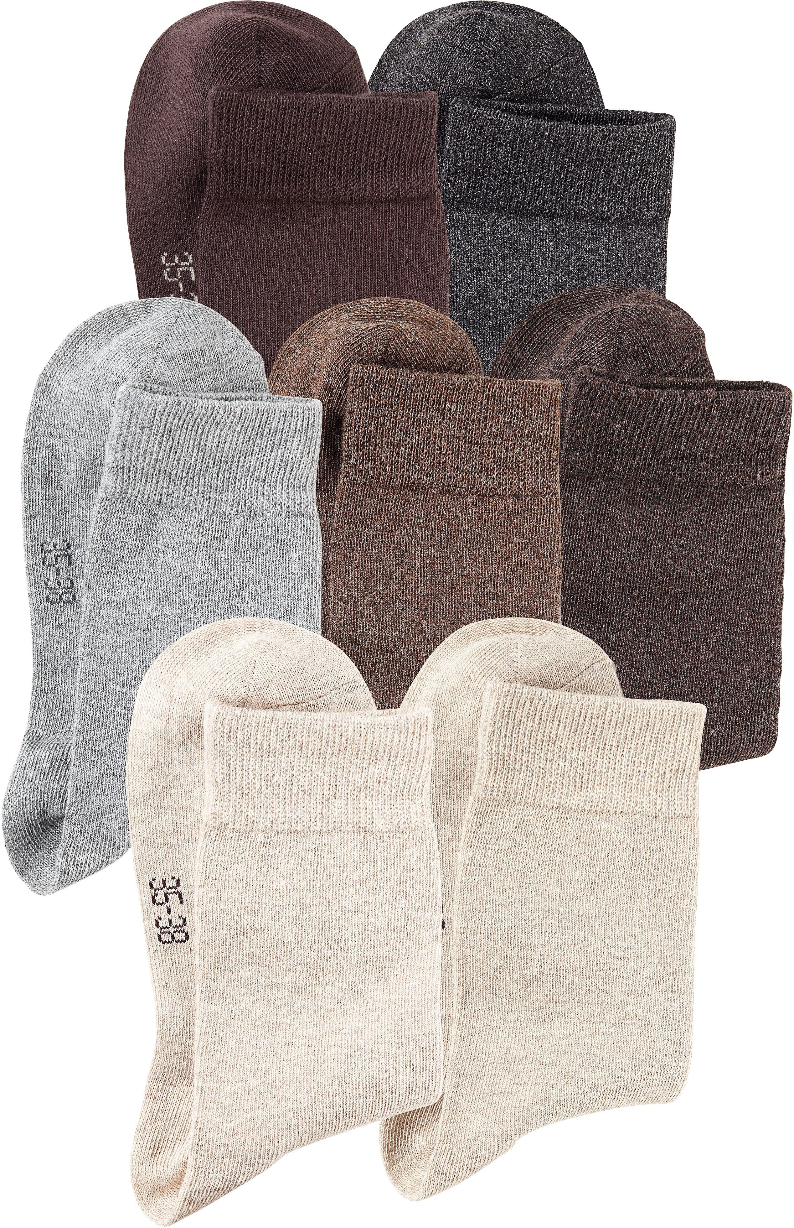 Basicsocken LAVANA "Damensocken meliert und uni", Damen, Gr. 35-38, braun, Baumwolle, Elasthan, Polyamid, melange, elastisch, Socken Basicsocken, mit druckfreiem Bündchen braun 35-38