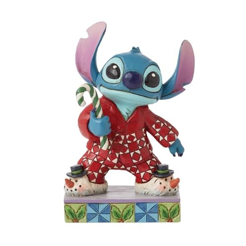 Enesco Jim Shore Disney Traditions Stitch in Pyjama Kerstbeeldje, Hoogte: 12 cm