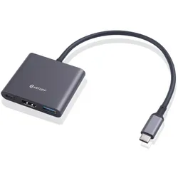 eSTUFF USB-C AV Multiport Hub USB-C (USB-C, 2 Ports), Dockingstation + USB Hub, Silber
