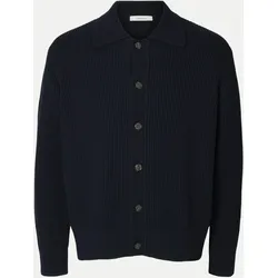 Strickjacke mit Polokragen Blau M