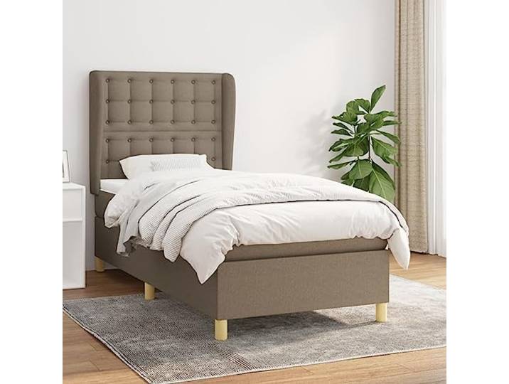 RJPLMFV Lattenrost, Matratze, Taschenfedern, Taupe, 90 x 200 cm, Stoff Verstellbares Kopfteil, mittelharte Unterstützung, atmungsaktiv, langlebig, mit weichem Matratzenschoner