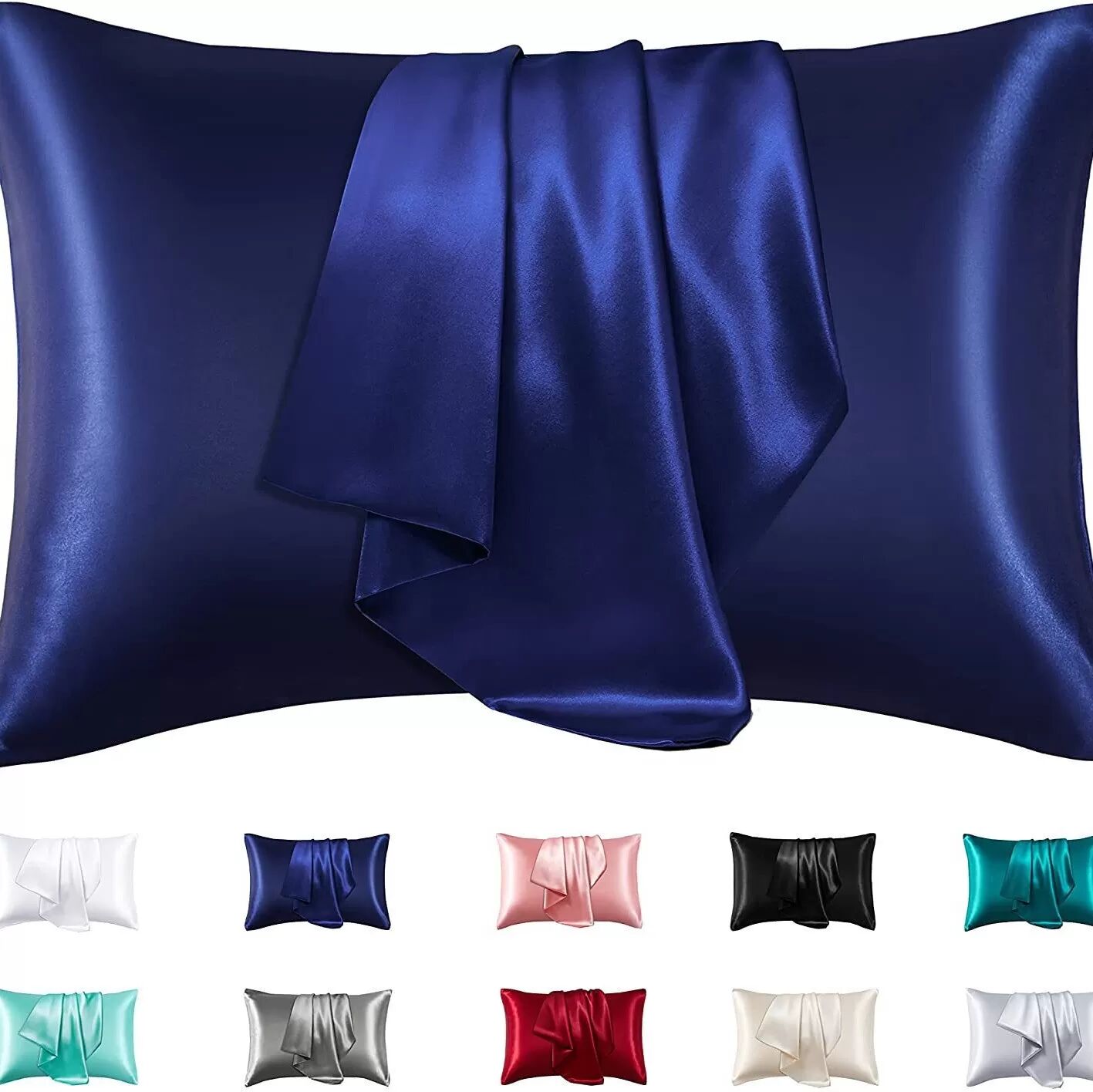 INF Ensemble de luxe de 2 taies d'oreiller en soie 25 Momme, 100 % soie de mûrier