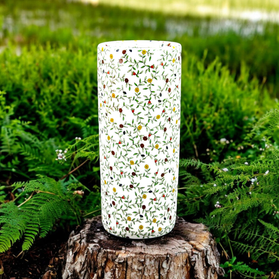 Lily Manor Rustic Linder Round Umbrella Stand – Sturdy and Decorative Holder for Entryway, Hallways, or Office Spaces Green;White 44cm H X 20cm W X 20cm D