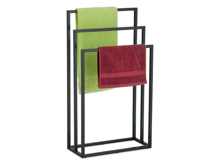 Relaxdays Zwart handdoekrek 3 stangen
