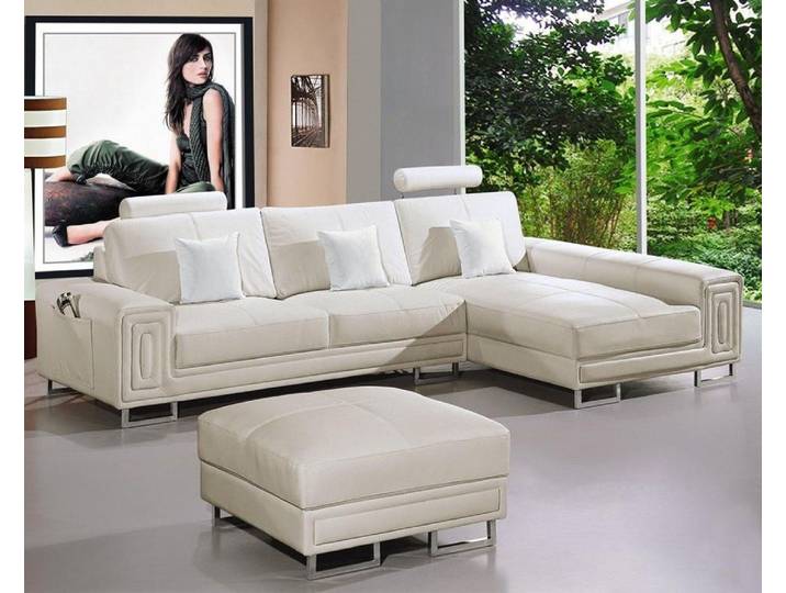JVmoebel Ecksofa Elegantes Ledersofa mit hochwertiger Polsterung und Kopfkissen, Made in Europa