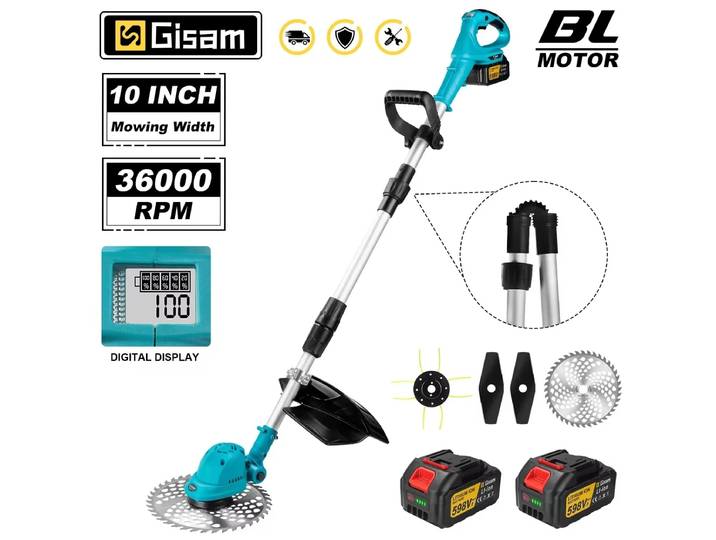 Gismis 10 pouces tondeuse à gazon électrique sans brosse 36000 tr/min coupe gazon longueur réglable outil électrique de jardin pour Makita 18V batterie broche