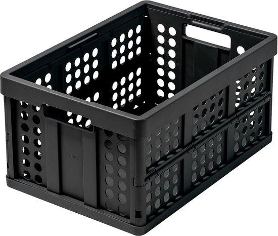 Vouwdoos 45L Zwart - Duurzame en Stapelbare Plastic Opbergdoos