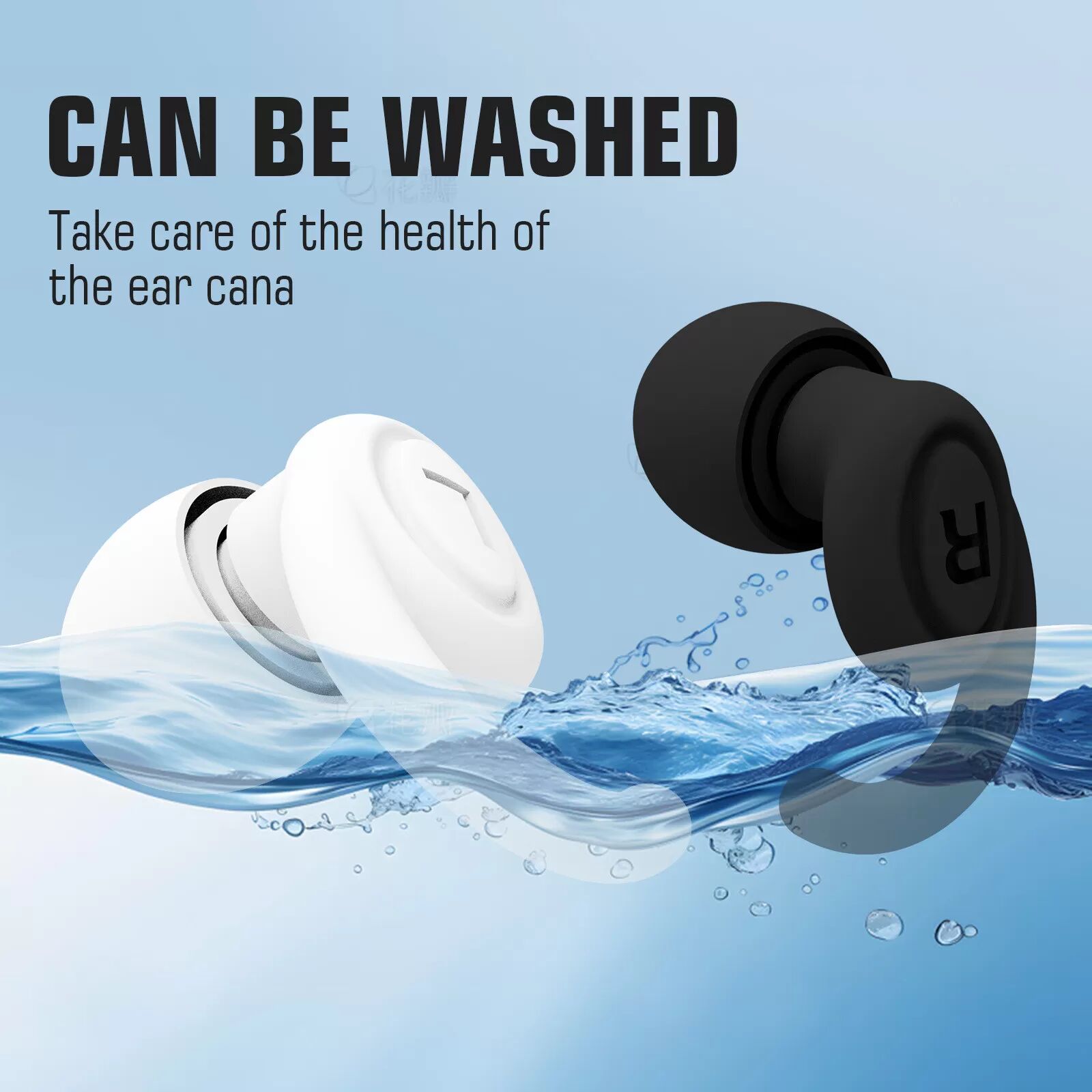 INF 1 paire de bouchons d'oreille en silicone en forme de 9 pour la réduction du bruit Blanc
