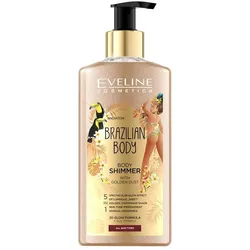 Goldener Body Shimmer mit Glitzerpartikeln