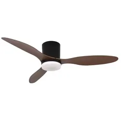Deckenventilator mit Licht und Fernbedienung - Schwarz und Holzflügel