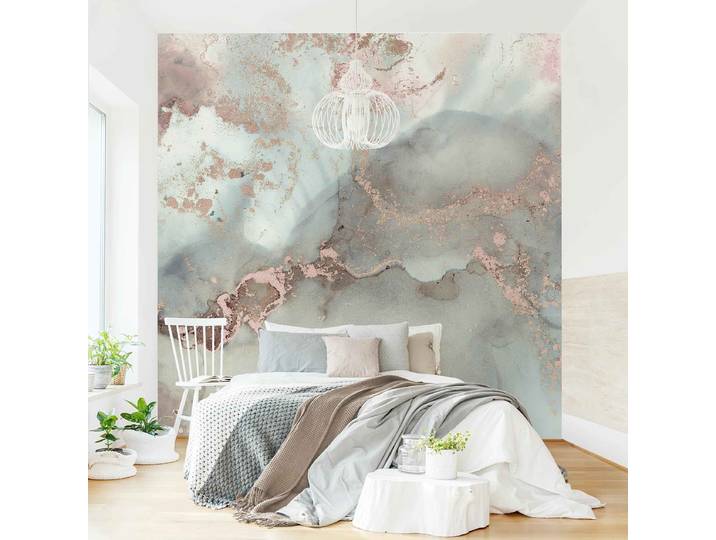 Papier peint Marbre Pastel & Or 240 x 240cm 240 x 240 cm
