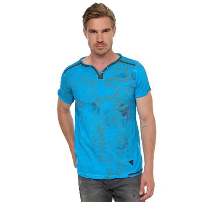 T-Shirt RUSTY NEAL, Herren, Gr. XL, blau, 100% Baumwolle, unifarben, normal, Rundhals, Shirts T-Shirt, mit Allover-Druck