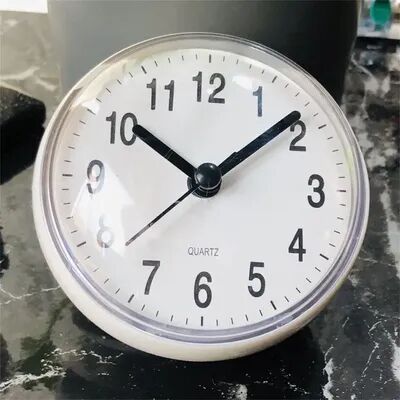 Daily Discovery Waterproof Bathroom Wall Clock With Suction Cup Anti Fog Mini Quartz Shower Clock white