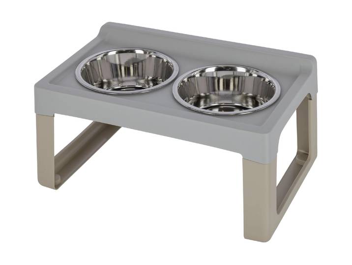 Futternapf KERBL erhöht 41 x 26 x 20 cm , beige, grau, B:41cm H:20cm T:26cm, Näpfe, Futternapf, Rutschfest, Spülmaschinen geeignet
