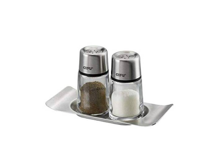 GEFU BRUNCH Salz- und Pfefferstreuer Set mit Tablett aus Glas