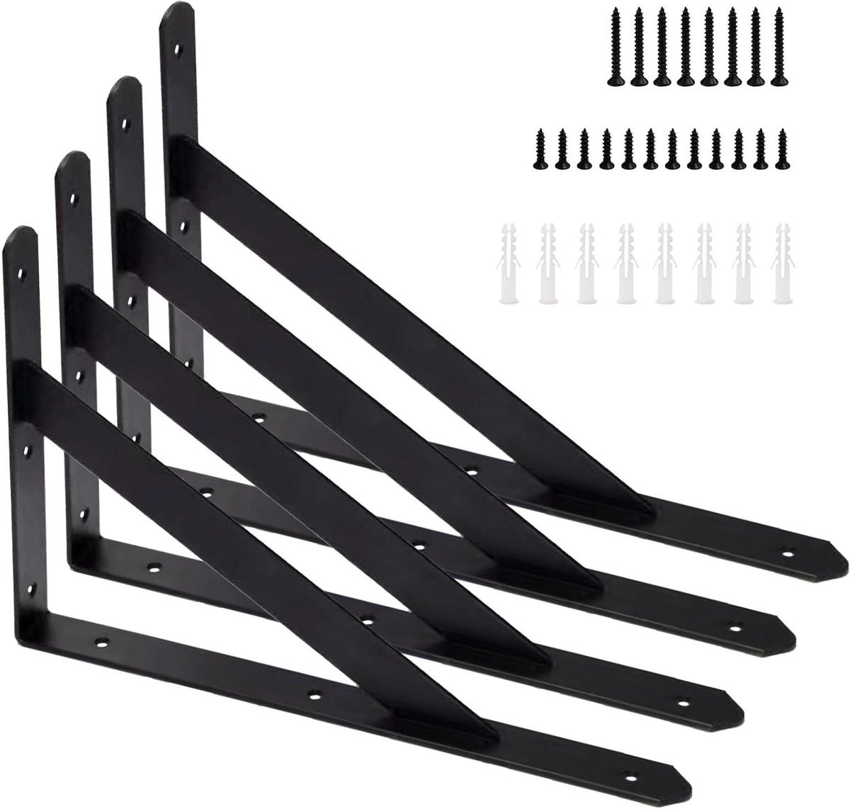 Zwarte Heavy Duty Metalen Boekenplanksteun en Plankdragers - 25 x 16 cm