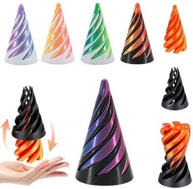 Friendly Fresh Finds Spiral Cone Toy Impossible Pyramid Passthrough Sculpture, Vortex Thread Illusion Toy d