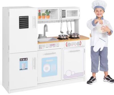 Costway Toddler Pretend Play Kitchen Toy with Stove for 3+ Boys and Girls-White